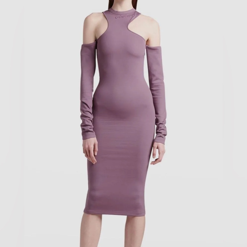 Off-White Mauve Midi Long Sleeve Dress